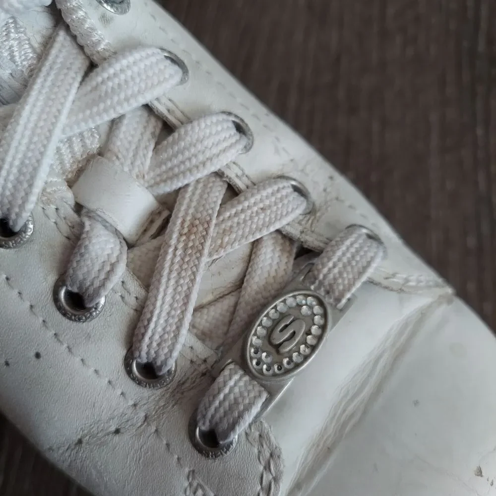 Vintage Y2K Skechers Chunky Platform Mules White Rhinestone Slip-on Sneaker 6